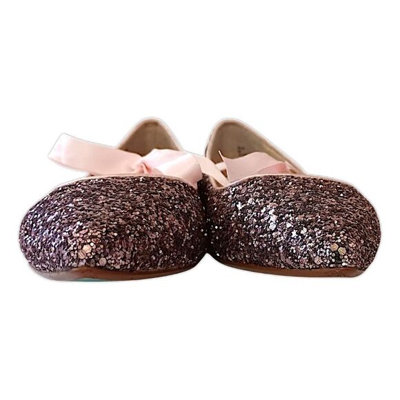 Betsey Johnson Glittery Ballet Flats 6M Lia Balletcore Bow Tie Romantic Coquette - Picture 3 of 16